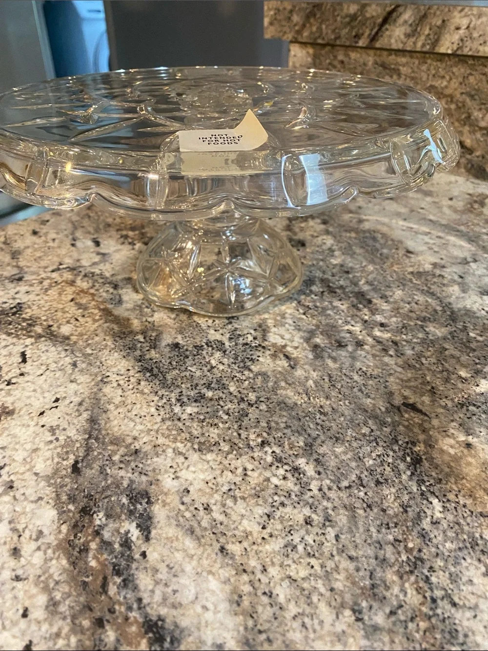 Gorham Clear Cut Crystal raised cake plate with Star Motif